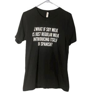 Bella Canvas Black Graphic Funny Cute Short Sleeve Casual T-Shirt Women SZ M